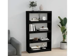 Estantería/divisor de espacios madera pino negro 80x30x135,5 cm