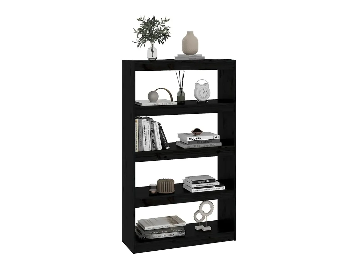 Estantería/divisor de espacios madera pino negro 80x30x135,5 cm