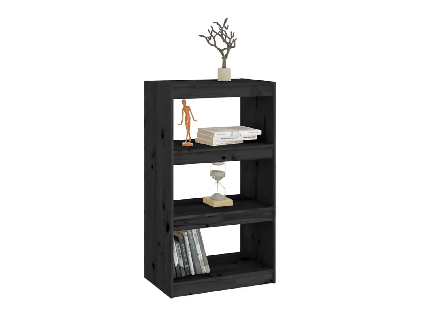 Estantería/divisor de espacios madera pino negro 60x30x103,5 cm