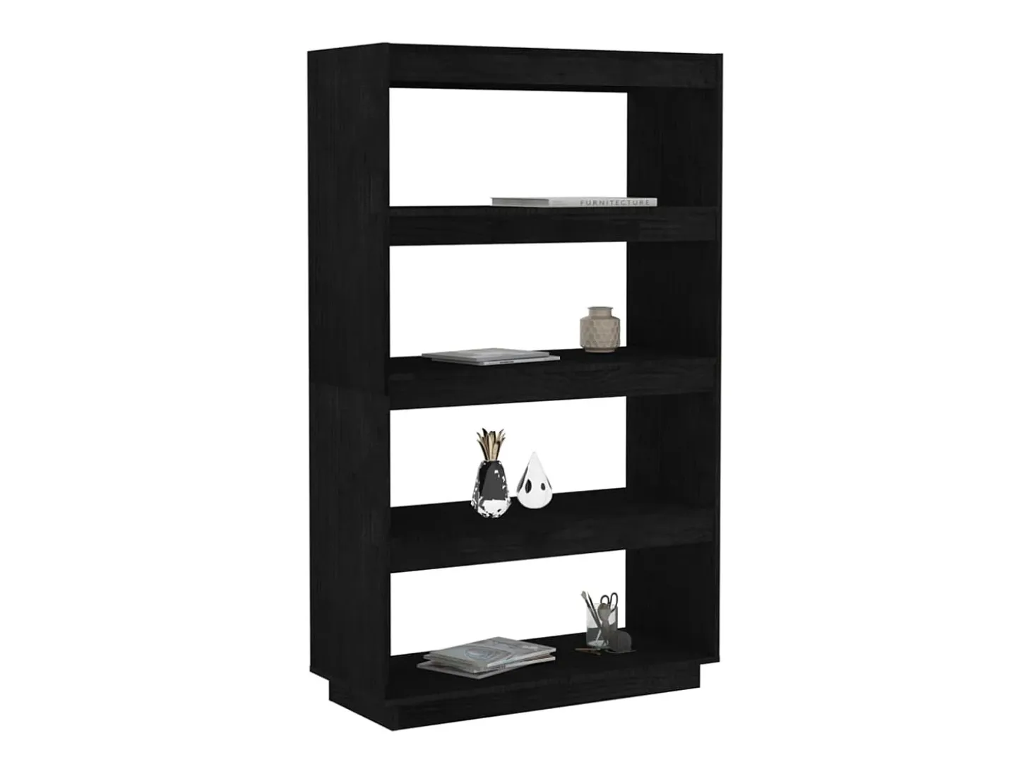 Estantería/divisor de espacios madera pino negro 80x35x135 cm