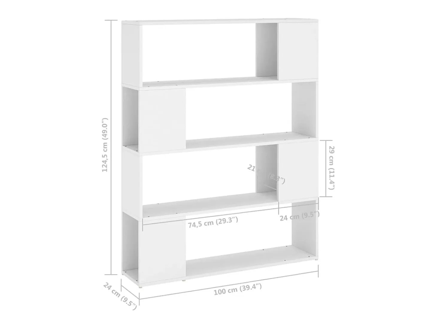 Estantería/divisor de espacios blanco 100x24x124 cm