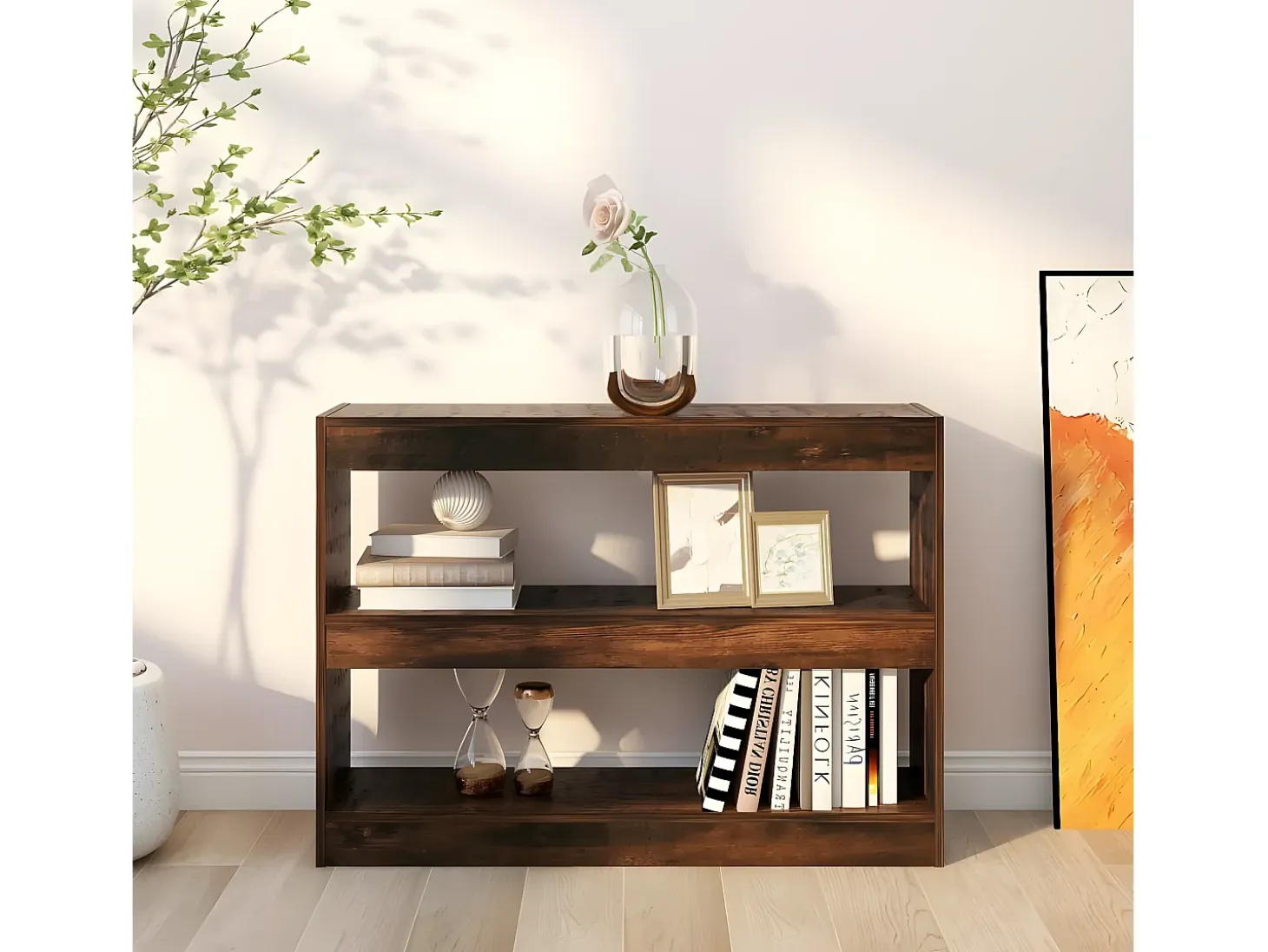 Estantería/divisor de espacios color roble ahumado 100x30x72 cm