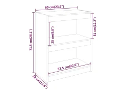 Estantería/divisor de espacios madera pino blanco 60x30x71,5 cm