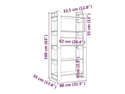 Estantería/divisor de espacios madera maciza 80x35x160 cm