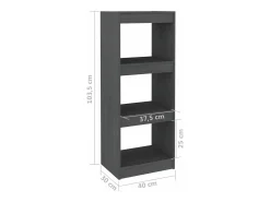 Estantería/divisor de espacios madera de pino gris 40x30x103,5 cm