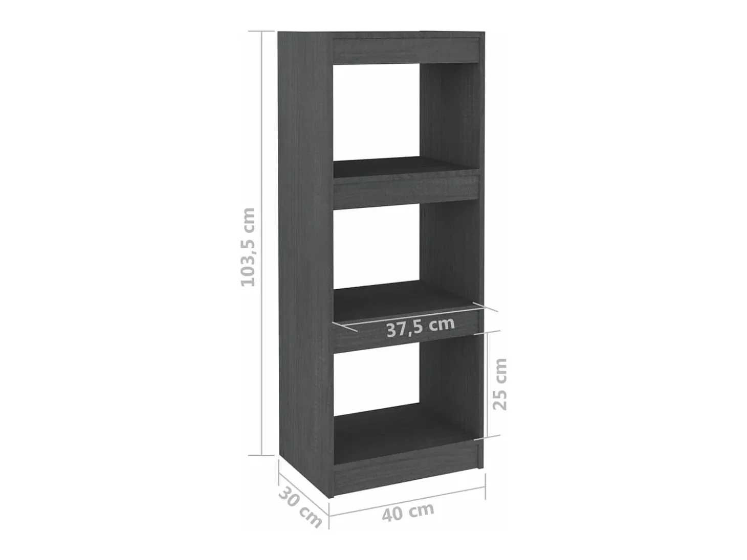 Estantería/divisor de espacios madera de pino gris 40x30x103,5 cm