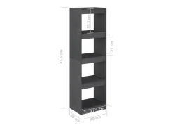 Estantería/divisor de espacios pino macizo gris 40x30x135,5cm