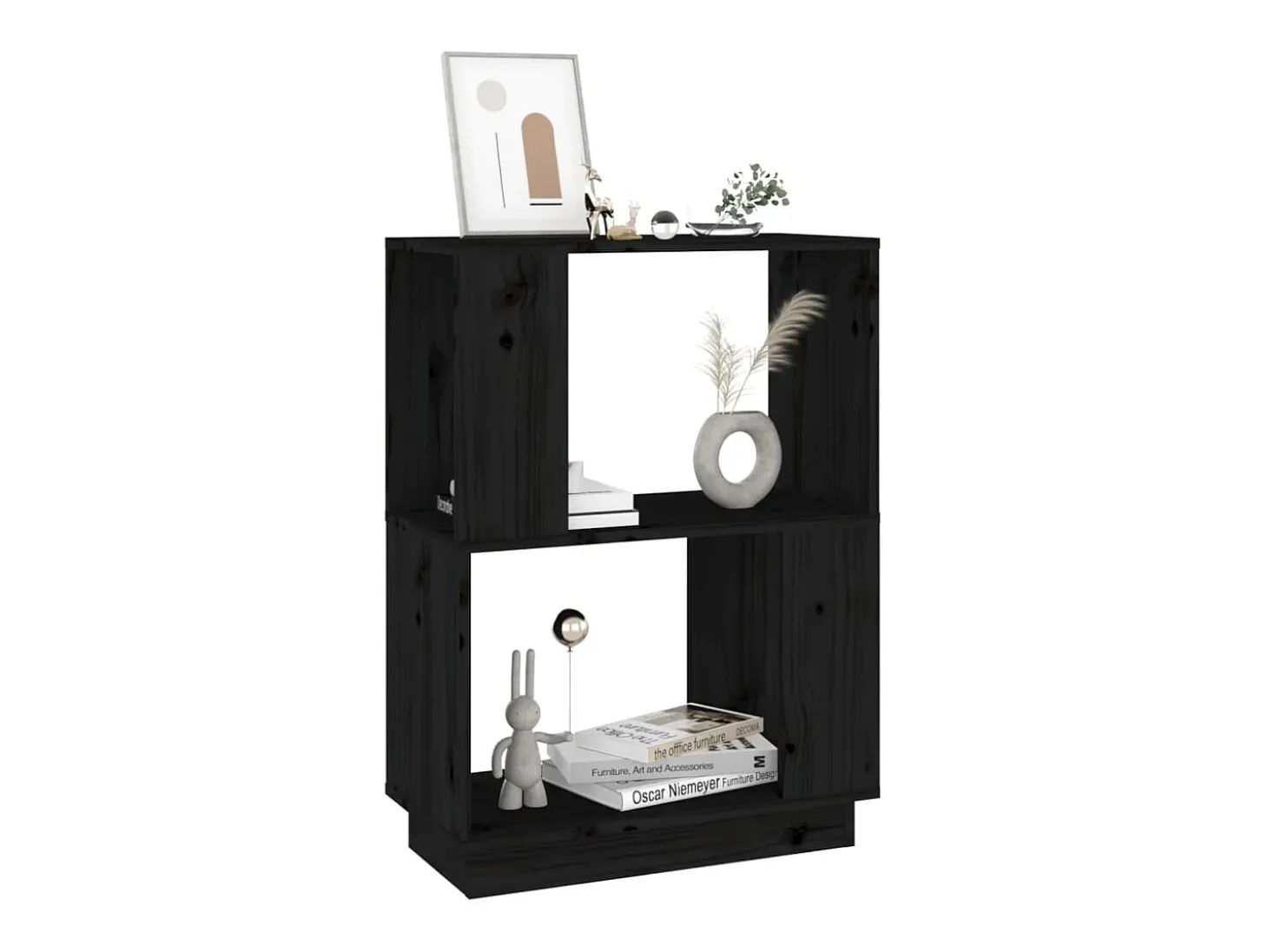 Estantería/divisor de espacios madera pino negro 51x25x70 cm