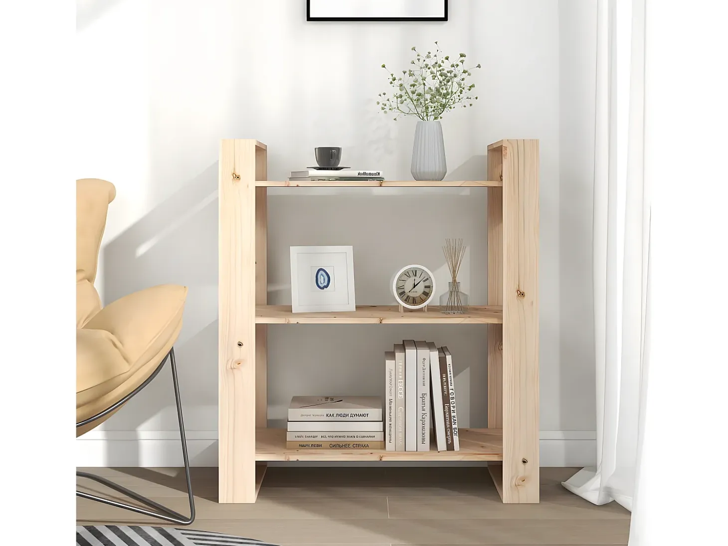 Estantería/divisor de espacios madera maciza pino 80x35x91 cm
