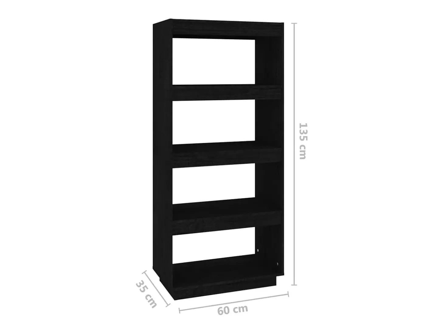 Estantería/divisor de espacios madera pino negro 60x35x135 cm