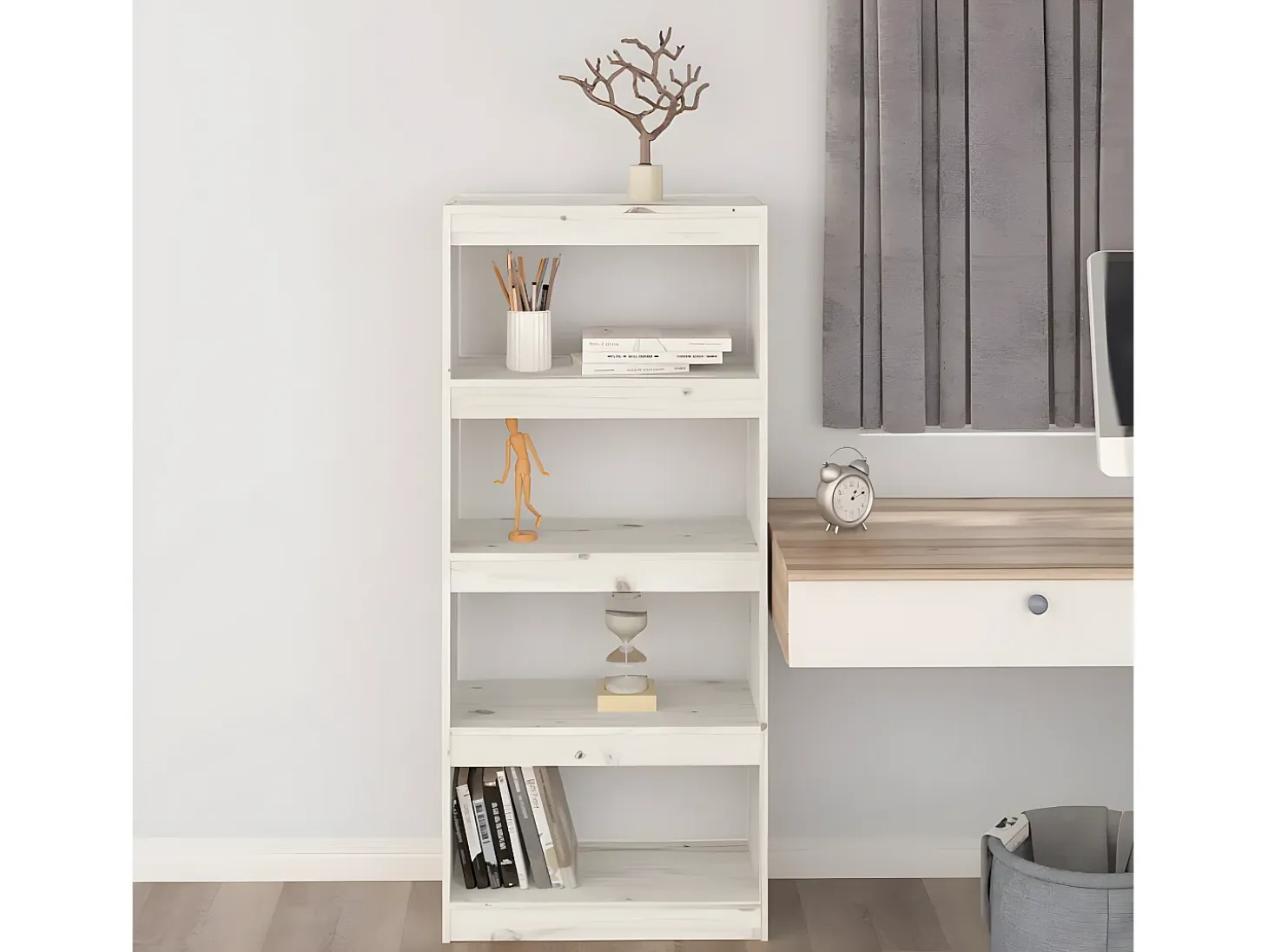 Estantería/divisor de espacios madera pino blanco 60x30x135,5cm