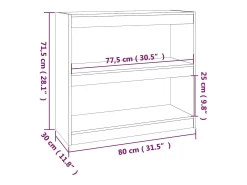Estantería/divisor de espacios madera pino gris 80x30x71,5 cm