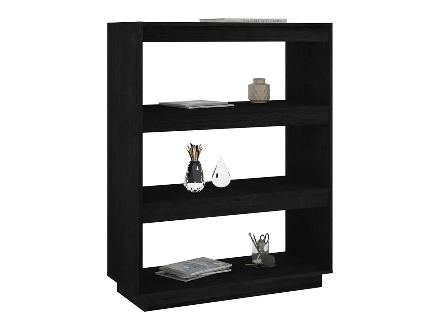Estantería/divisor de espacios madera pino negro 80x35x103 cm