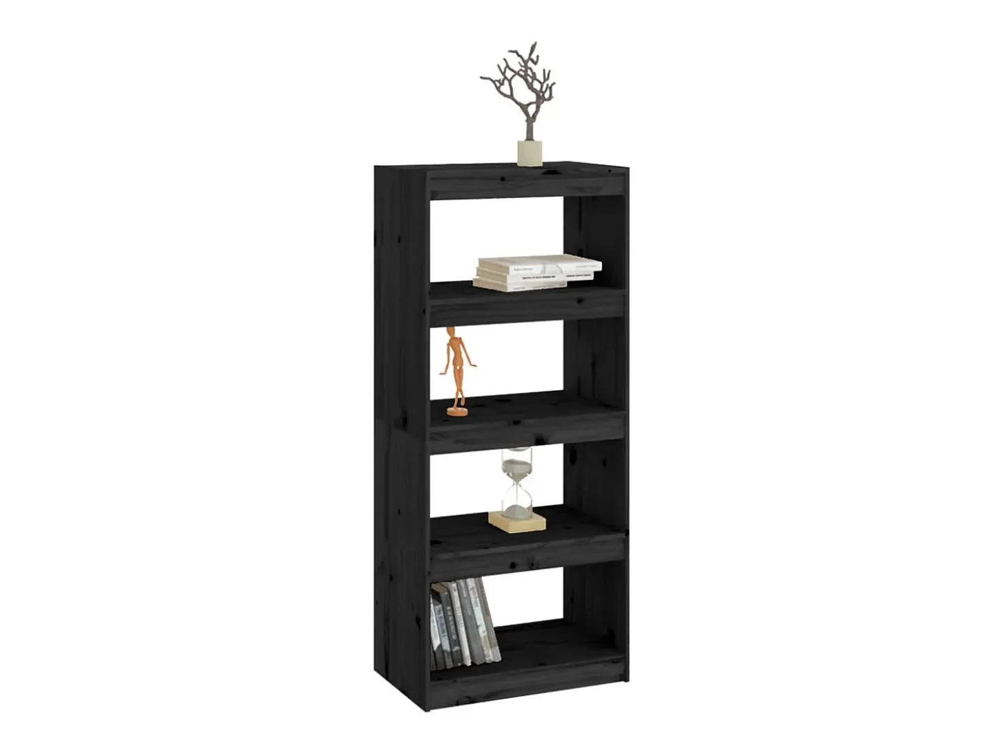 Estantería/divisor de espacios madera pino negro 60x30x135,5 cm