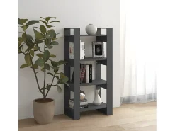 Estantería/divisor de espacios madera maciza gris 60x35x125 cm