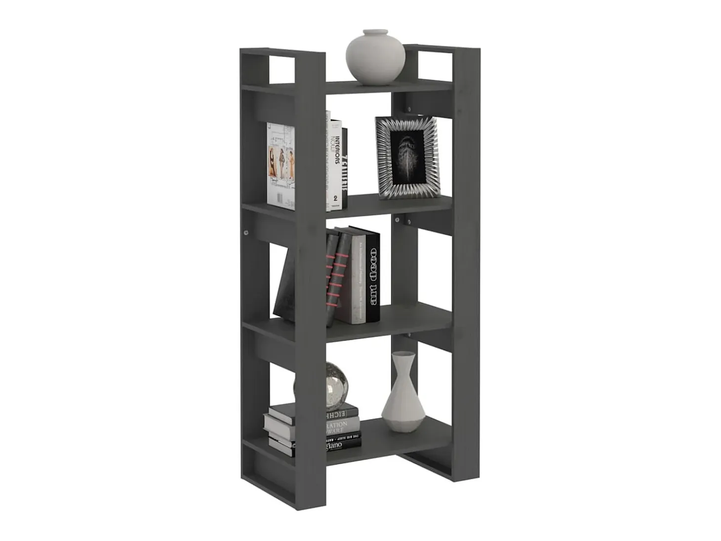 Estantería/divisor de espacios madera maciza gris 60x35x125 cm