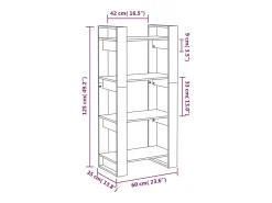 Estantería/divisor de espacios madera maciza gris 60x35x125 cm