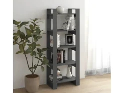 Estantería/divisor de espacios madera maciza gris 60x35x160 cm