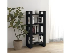 Estantería/divisor de espacios madera maciza negro 60x35x125 cm