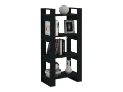 Estantería/divisor de espacios madera maciza negro 60x35x125 cm