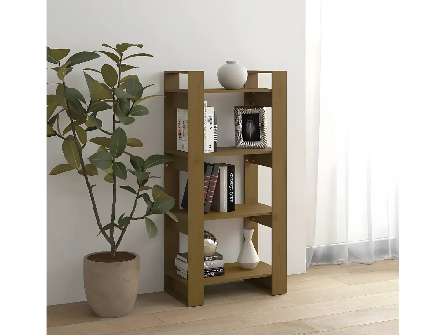 Estantería/divisor de espacios madera marrón miel 60x35x125 cm