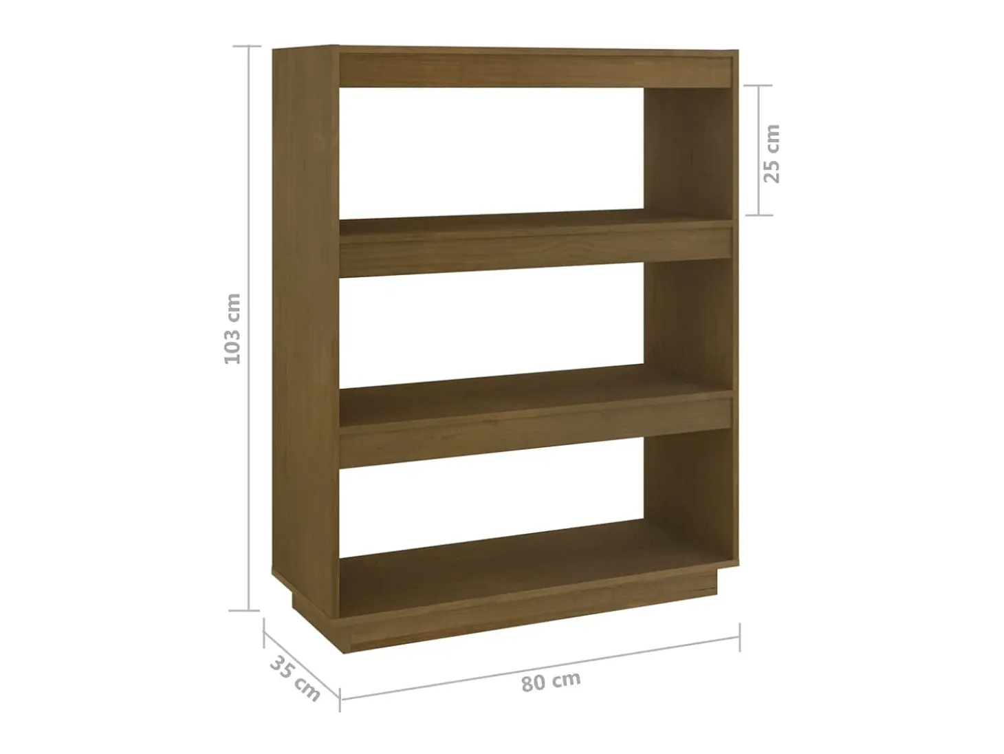 Estantería/divisor espacio madera pino marrón miel 80x35x103 cm