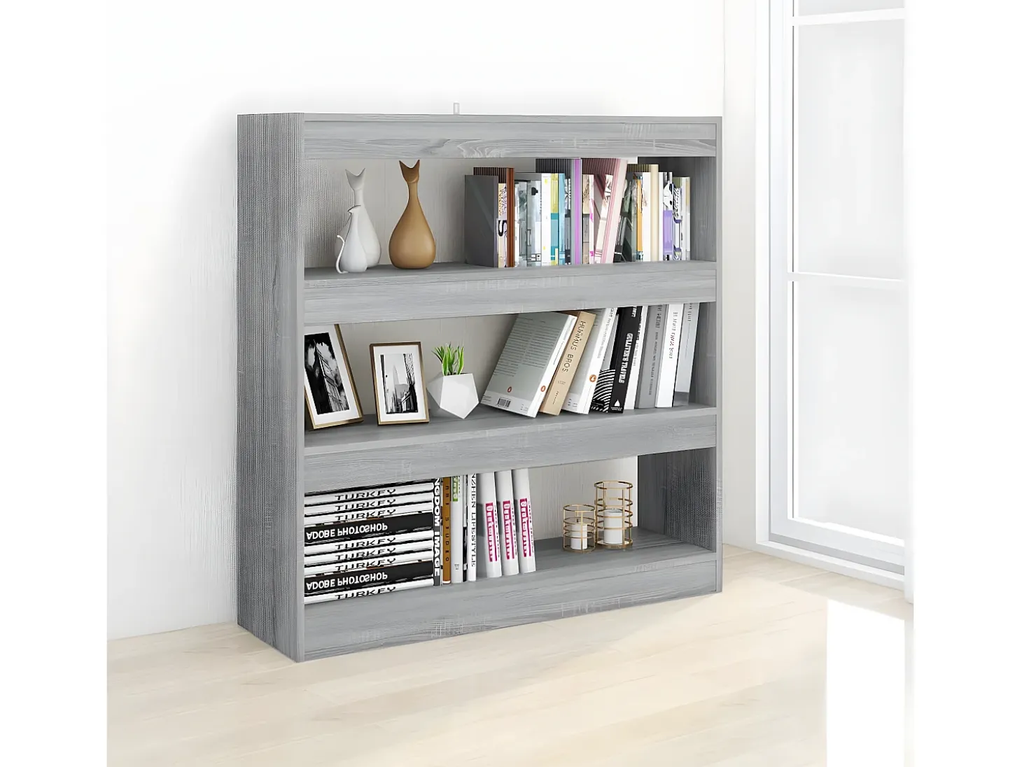 Estantería/divisor espacios gris Sonoma 100x30x103 cm