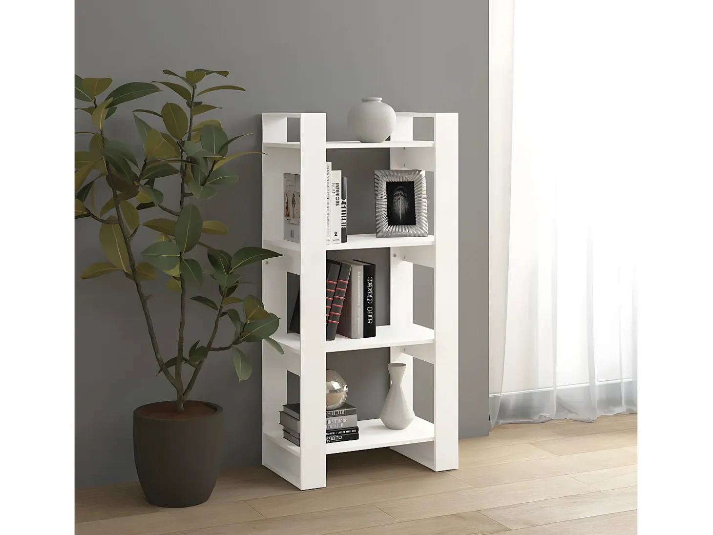 Estantería/divisor espacios madera maciza blanco 60x35x125 cm