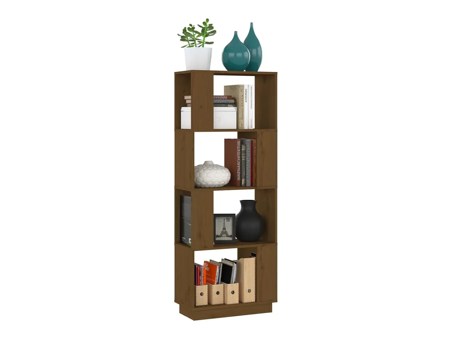 Estantería/divisor espacios madera pino marrón miel 51x25x132cm