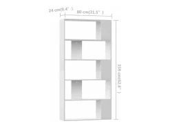 Estantería/divisor madera contrachapada blanco 80x24x159cm