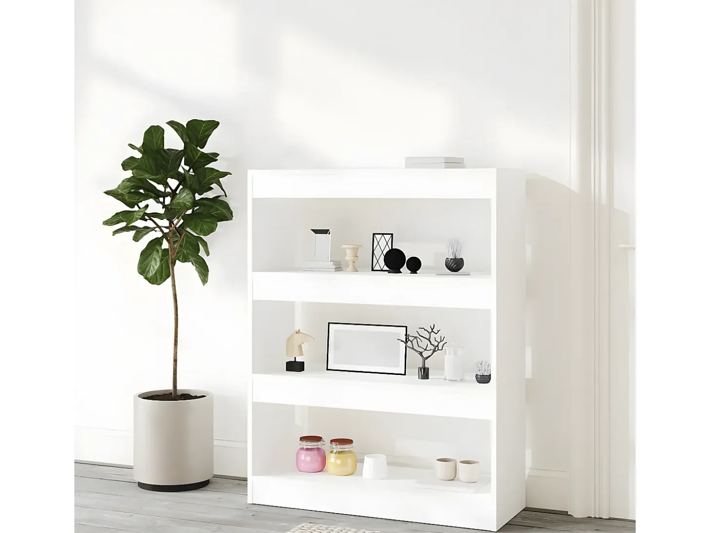 Estantería/divisor madera contrachapada blanco 80x30x103 cm