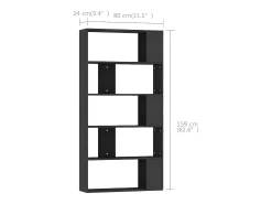 Estantería/divisor madera contrachapada negro 80x24x159 cm