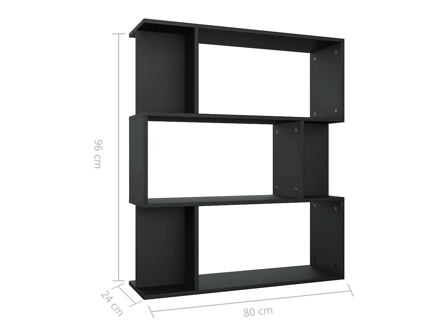 Estantería/divisor madera contrachapada negro 80x24x96 cm