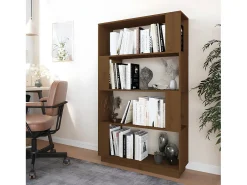 Estantería/divisor madera de pino marrón miel 80x25x132 cm