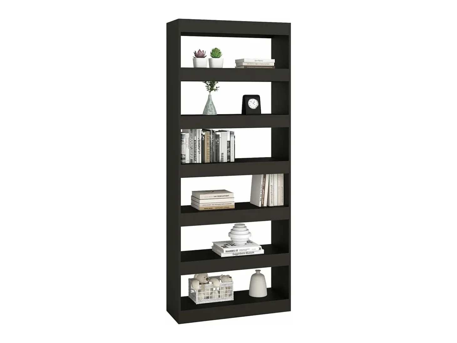 Estantería/divisor madera de ingeniería negro 80x30x198 cm