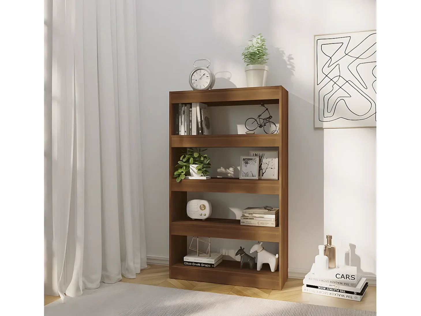 Estantería/divisor madera ingeniería marrón roble 80x30x135 cm