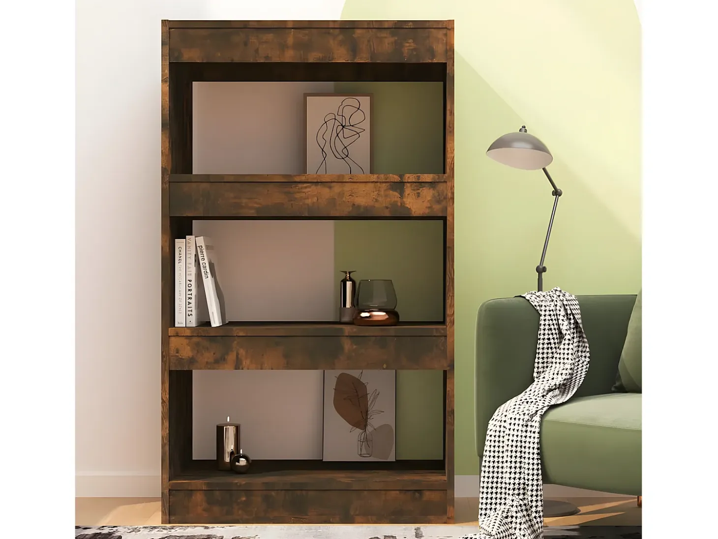 Estantería/divisor madera ingeniería roble ahumado 60x30x103 cm