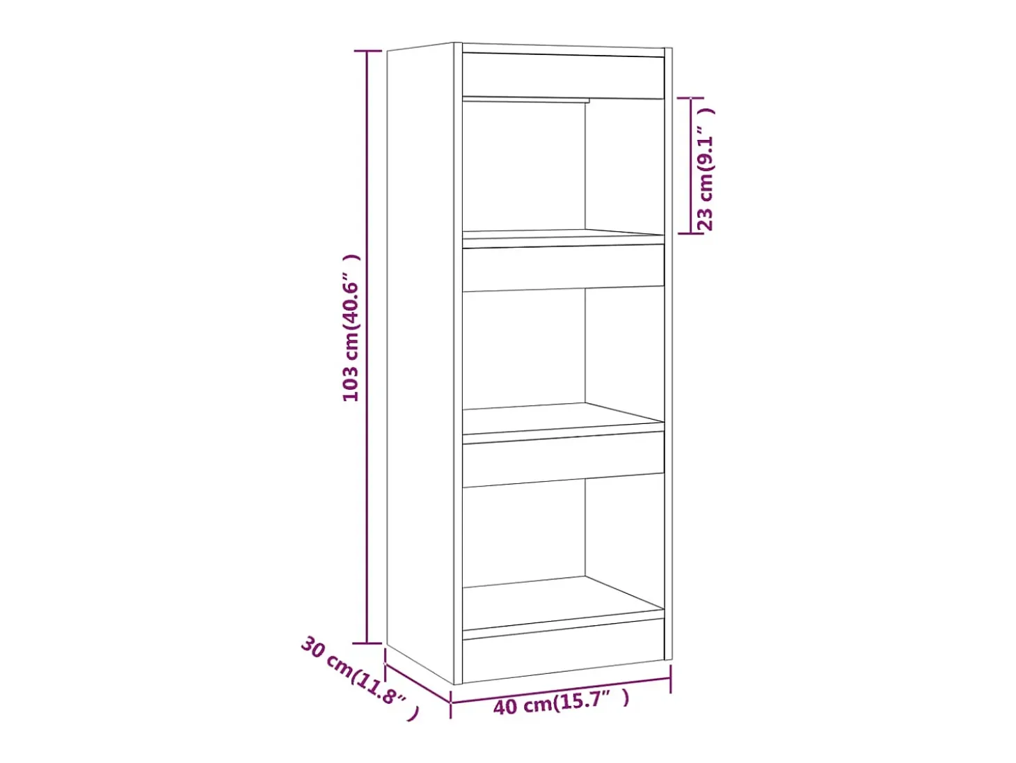Estantería/divisor madera ingeniería gris Sonoma 40x30x103 cm