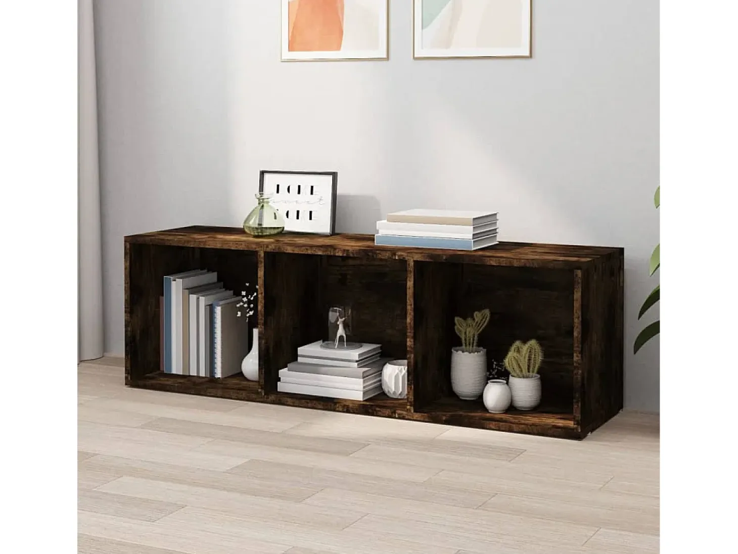Estantería/mueble de TV madera roble ahumado 36x30x114 cm