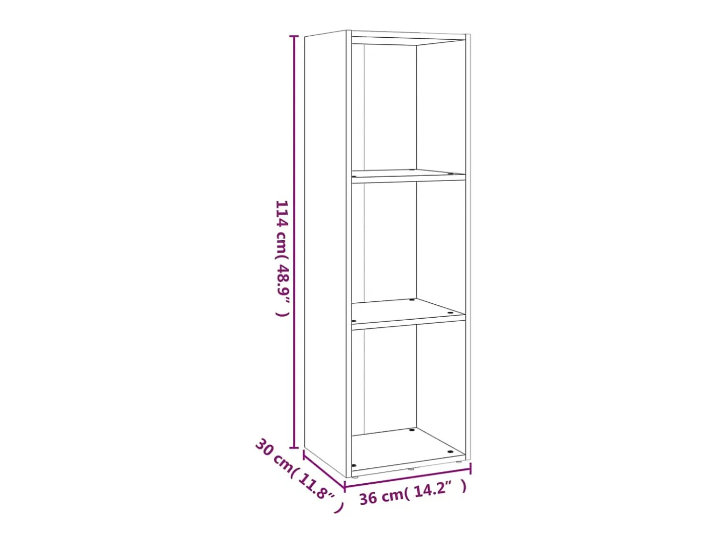 Estantería/mueble de TV madera roble ahumado 36x30x114 cm