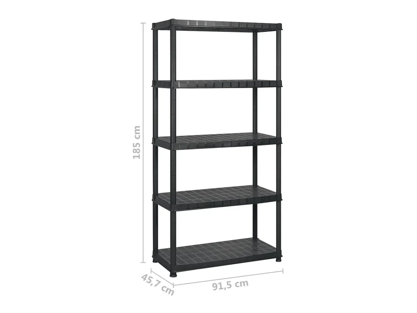 Estanterías almacenaje 5 niveles plástico negro 183x45,7x185cm ES765349