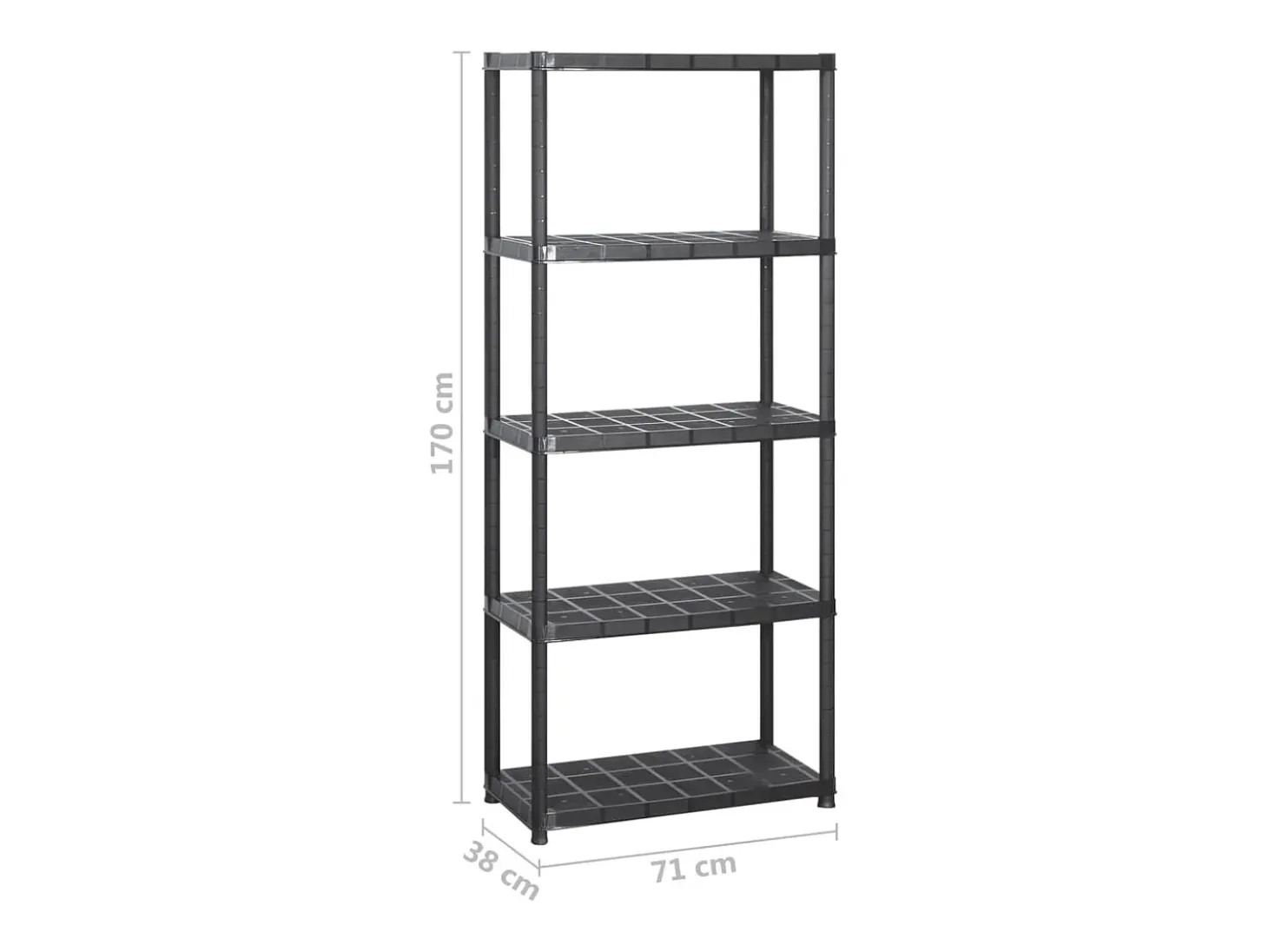 Estanterías de almacenaje 5 niveles plástico negro 213x38x170cm ES748353
