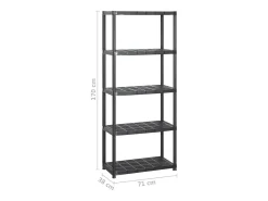 Estanterías de almacenaje 5 niveles plástico negro 284x38x170cm ES981664