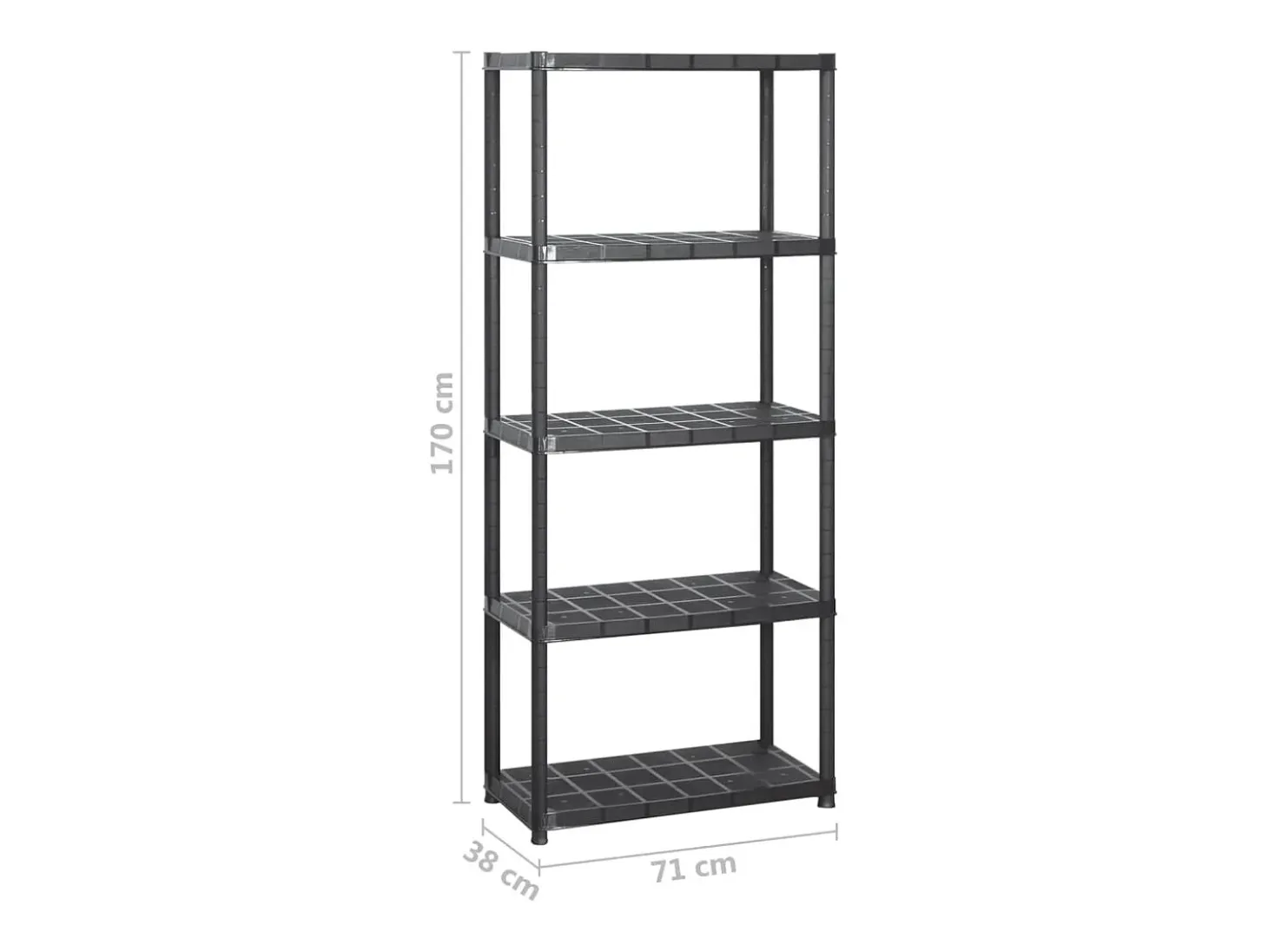 Estanterías de almacenaje 5 niveles plástico negro 284x38x170cm ES981664