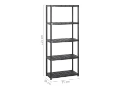 Estanterías de almacenaje 5 niveles plástico negro 142x38x170cm ES927365