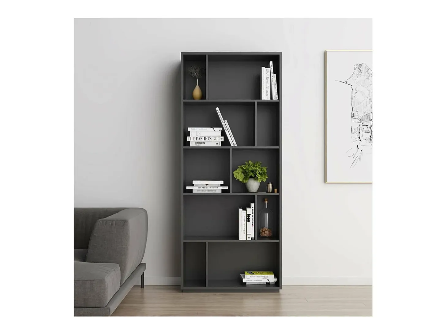 Estanteria 5 alturas modelo 545 acabado grafito. 191 cm(alto), 80 cm(ancho), 32 cm(fondo).