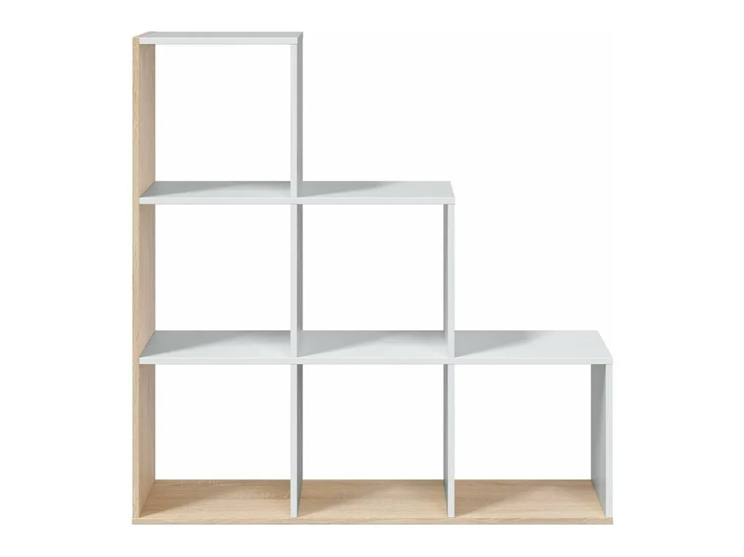 Estanteria baja Cantora en blanco artik y roble canadian, 110cm(alto) 108cm(ancho) 28cm(fo