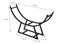 Estanteria para leña de interior leñero organizador metálico negro 55x94x21 cm