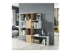 Estanteria Zig Zag en blanco artik y roble canadian 145 cm(alto)145 cm(ancho)29 cm(fondo)