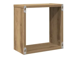 Estantes cúbicos de pared de 6 piezas, roble hecho a mano, madera de ingeniería